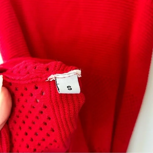 [S] Pinko Italian Luxury Viscose Knit Tank with Ruffle Edge in Candy Apple Red - Picture 9 of 11